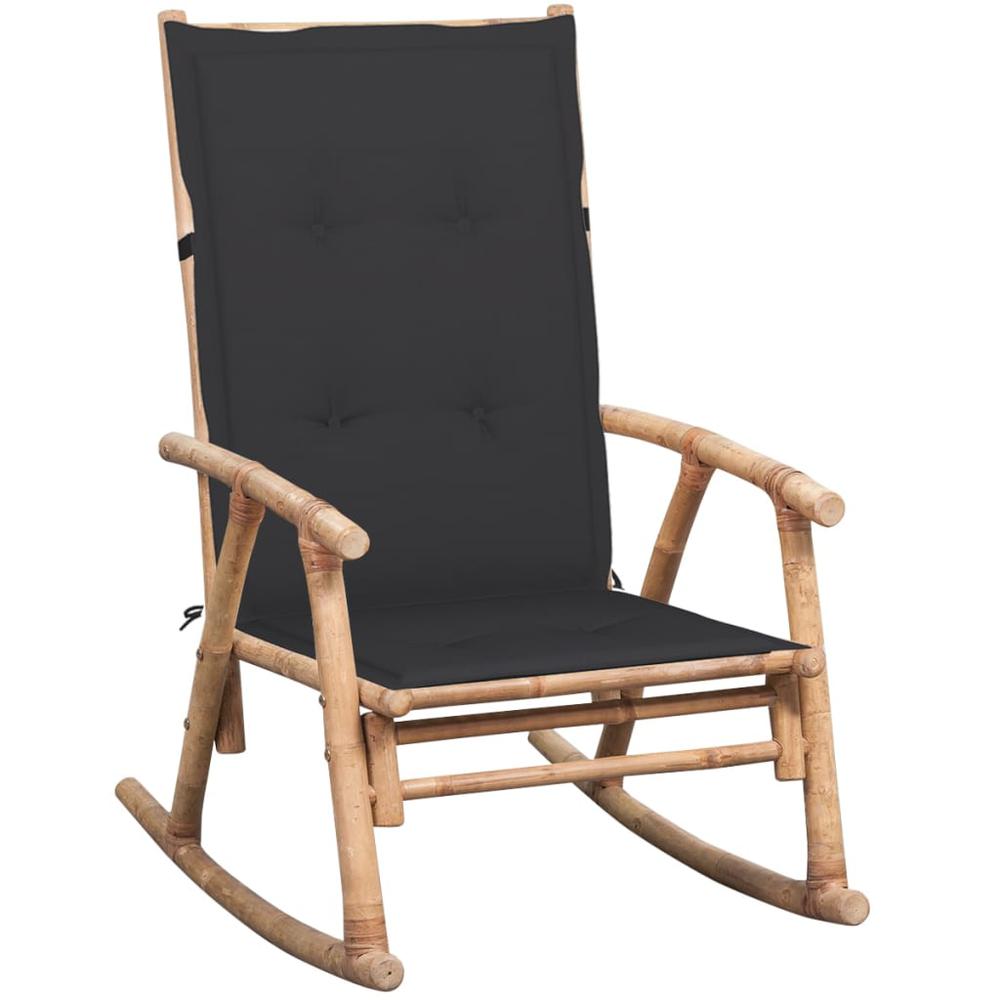 Rocking Chair with Cushion Bamboo. Picture 9