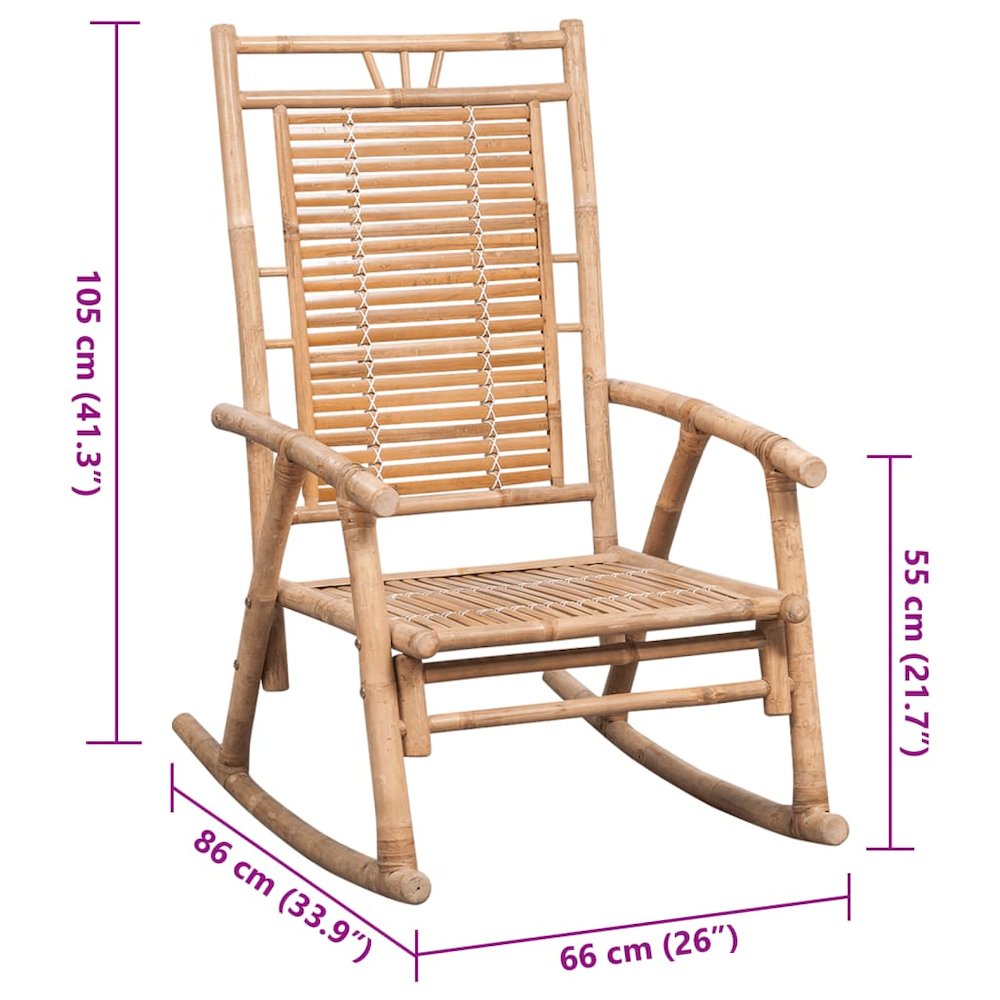 Rocking Chair with cushion Bamboo. Picture 8