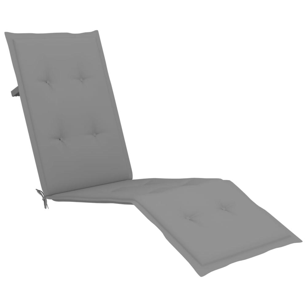 Patio Deck Chair with Footrest and Cushion Solid Acacia Wood. Picture 5