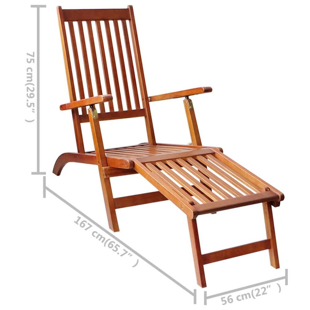 Patio Deck Chair with Footrest and Cushion Solid Acacia Wood. Picture 9