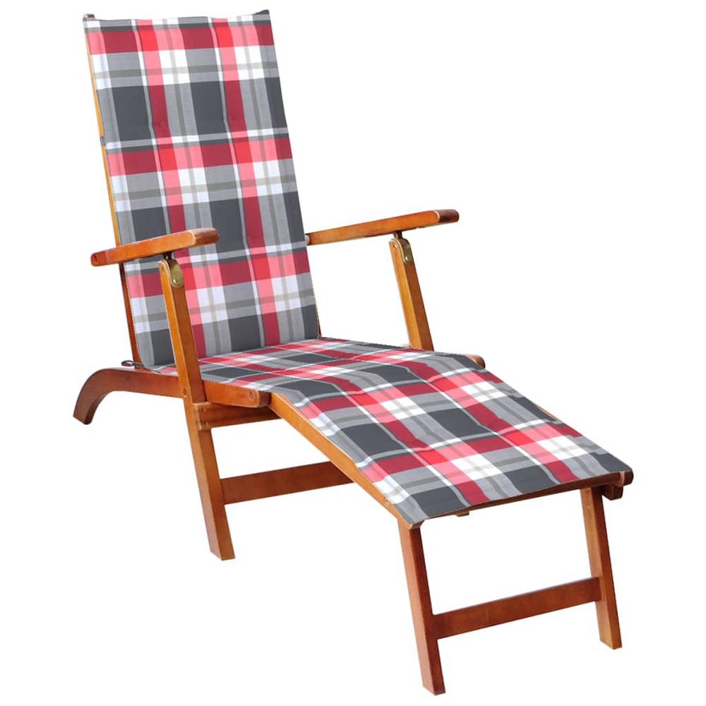 Patio Deck Chair with Footrest and Cushion Solid Wood Acacia. Picture 11