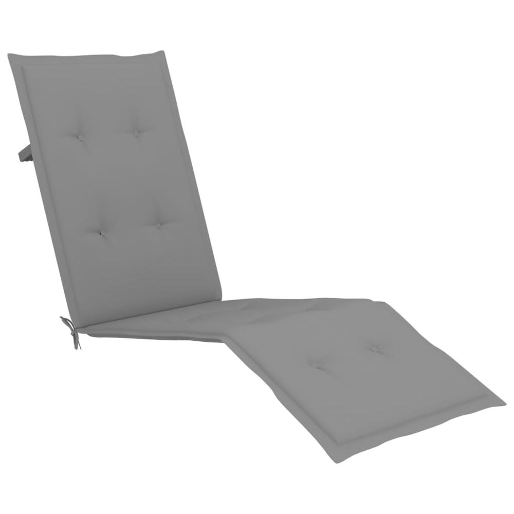 vidaXL Patio Deck Chair with Footrest and Cushion Solid Acacia Wood, 3064030. Picture 6