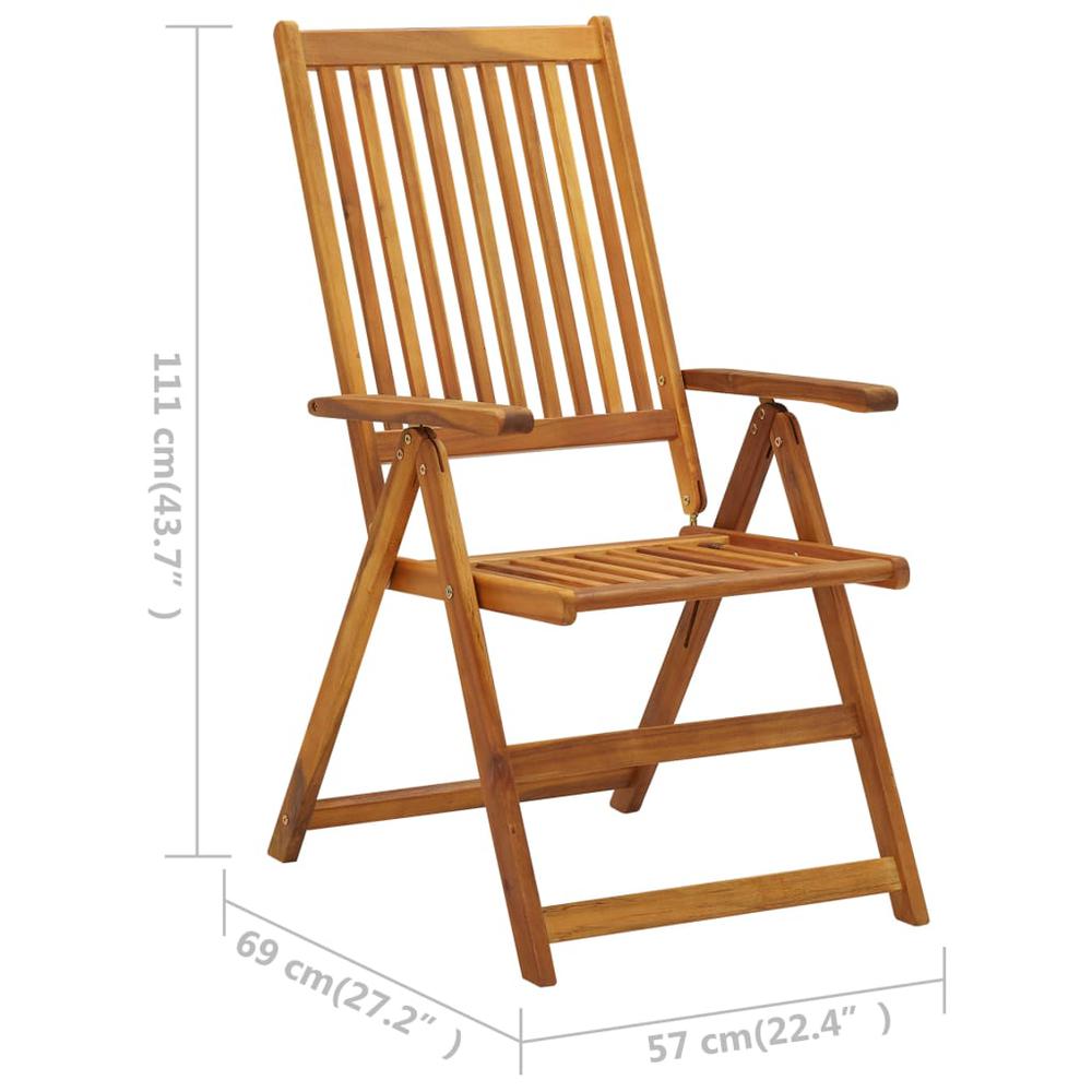 vidaXL Folding Patio Chairs 3 pcs with Cushions Solid Acacia Wood, 3064095. Picture 10