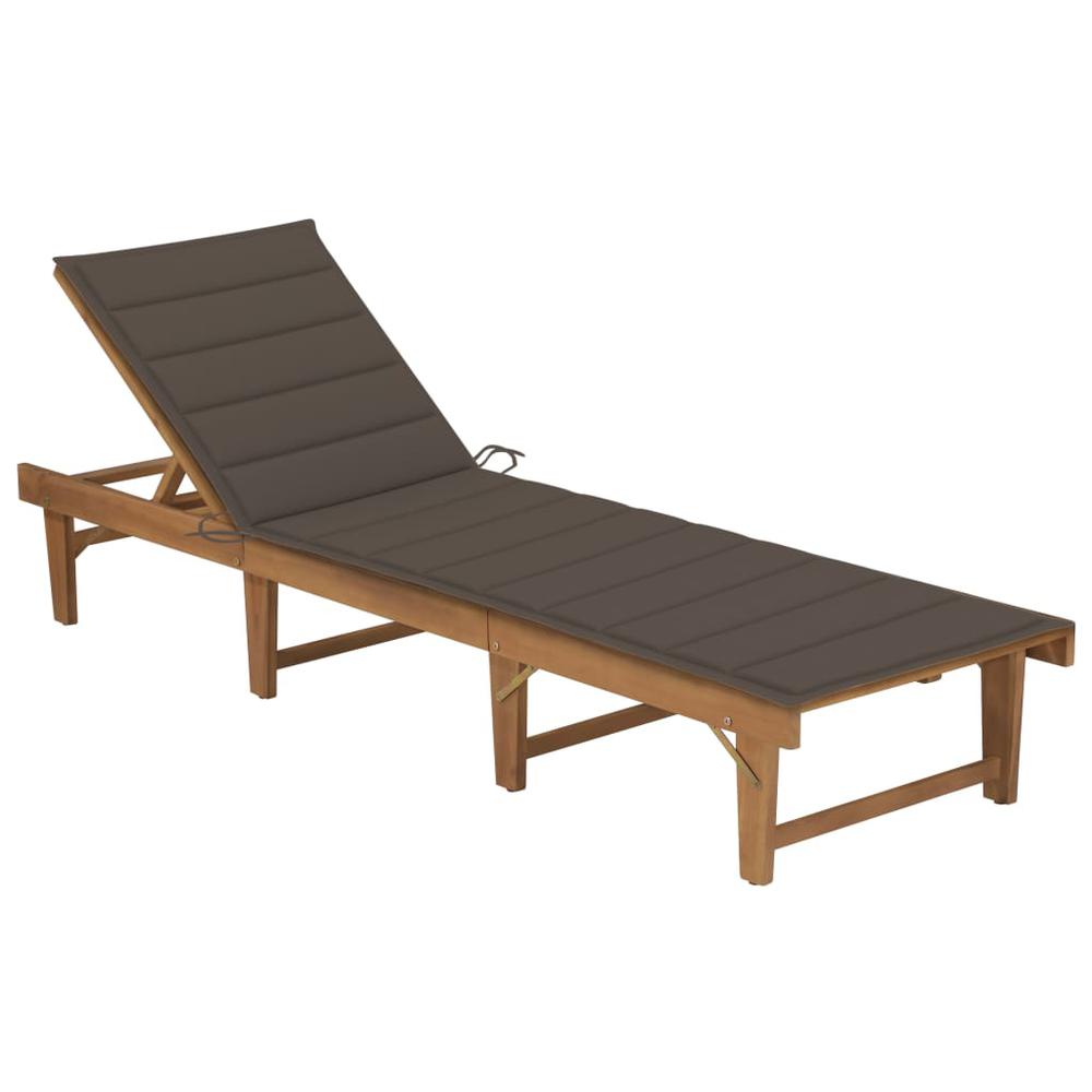 Folding Sun Lounger with Cushion Solid Acacia Wood. Picture 12
