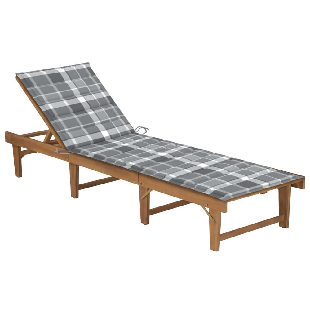 Folding Sun Lounger with Cushion Solid Acacia Wood. Picture 12