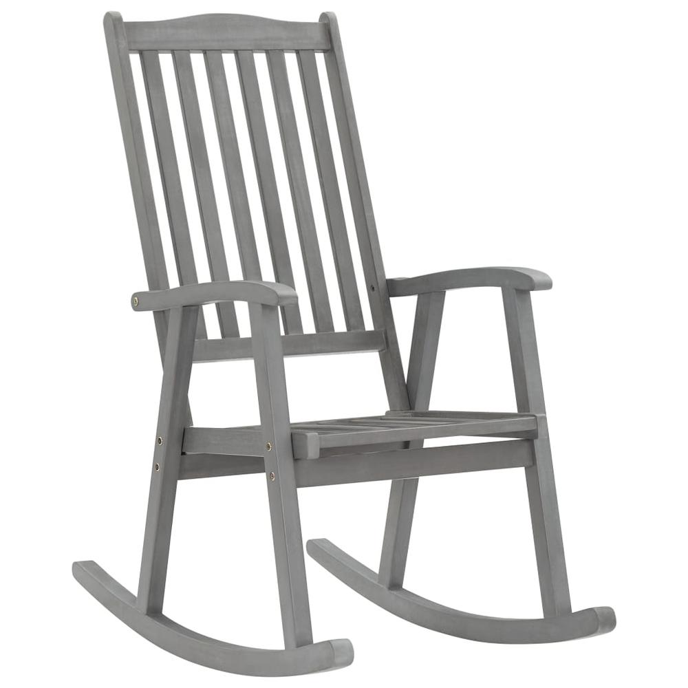 vidaXL Rocking Chair with Cushions Gray Solid Acacia Wood 4209. Picture 2