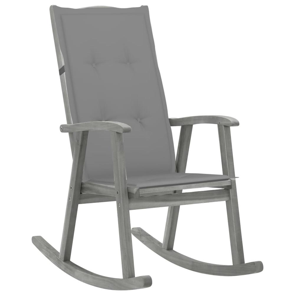 vidaXL Rocking Chair with Cushions Gray Solid Acacia Wood 4210. The main picture.