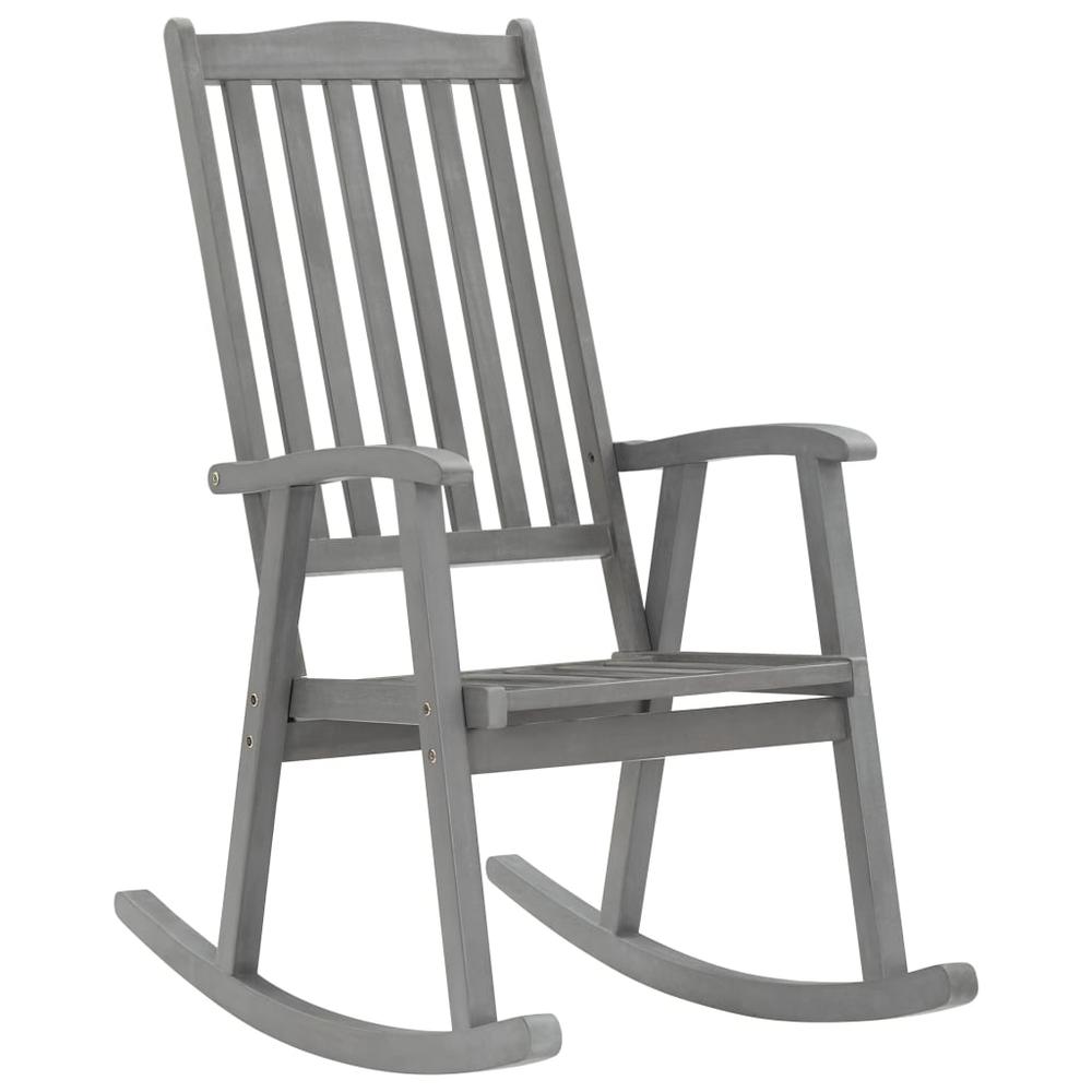 vidaXL Rocking Chair with Cushions Gray Solid Acacia Wood 4210. Picture 2