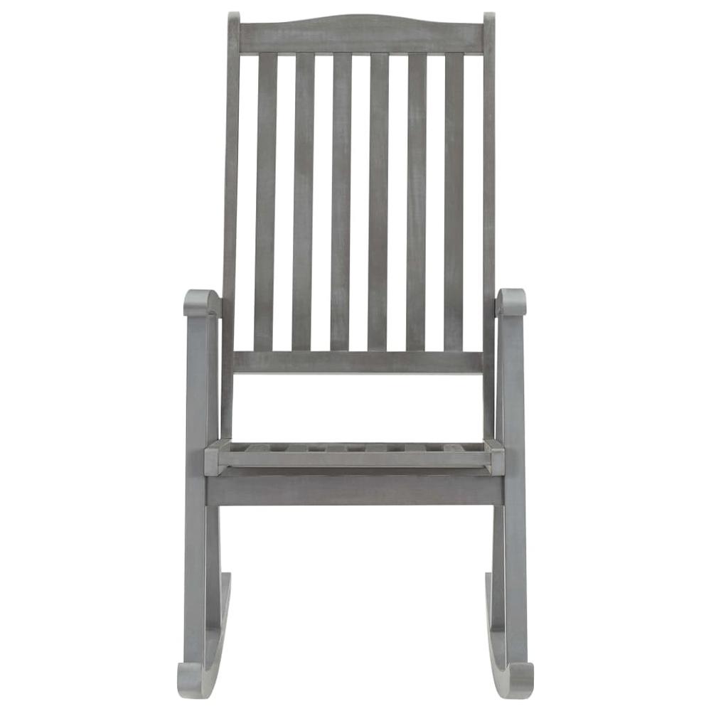vidaXL Rocking Chair with Cushions Gray Solid Acacia Wood 4210. Picture 3