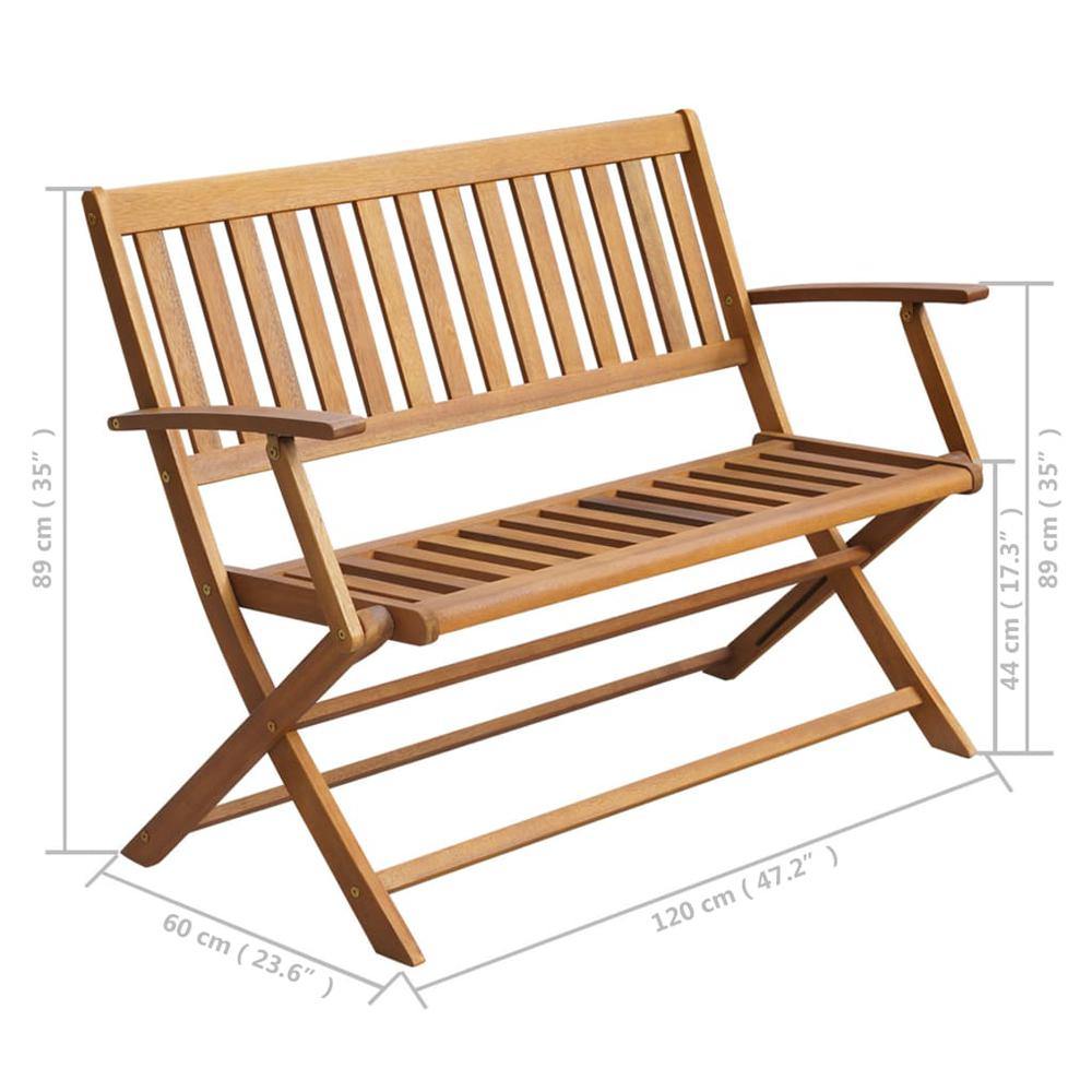 vidaXL Patio Bench with Cushion 47.2" Solid Acacia Wood, 3064239. Picture 8