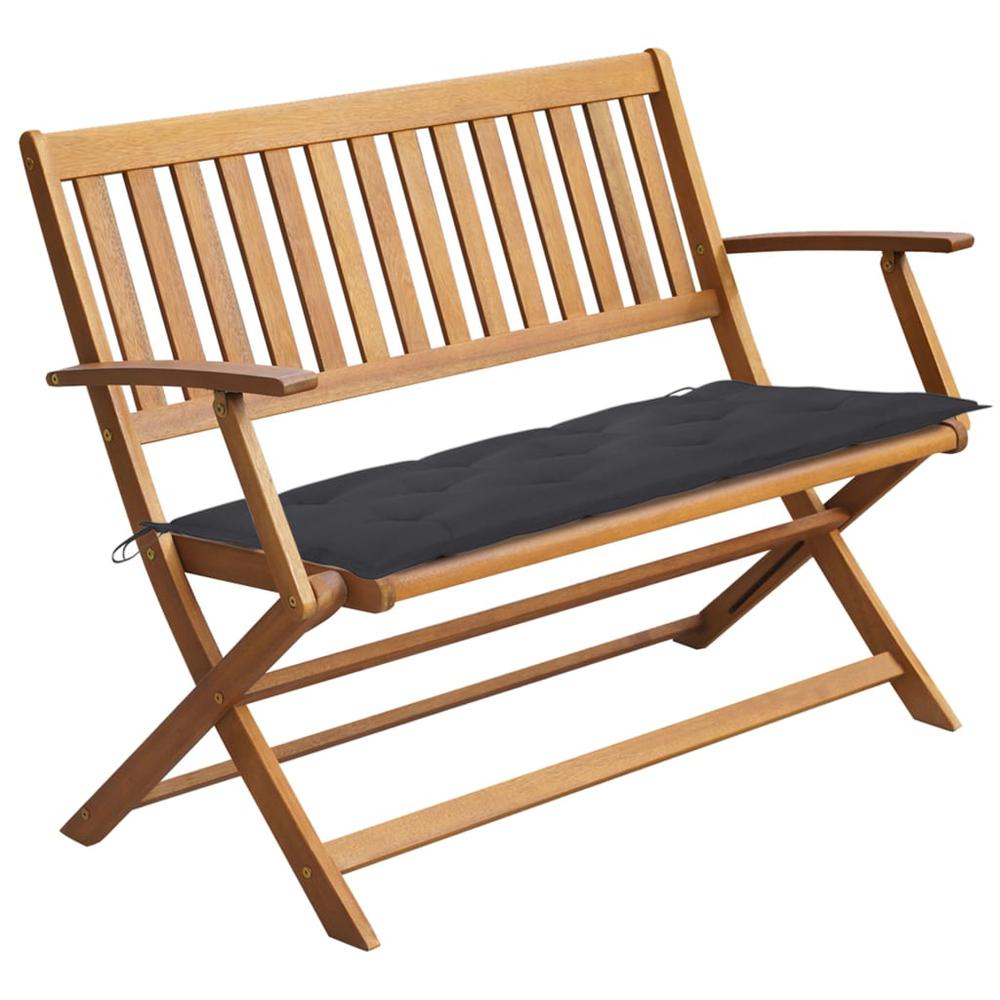 vidaXL Garden Bench with Cushion 47.2" Solid Acacia Wood 4254. Picture 1