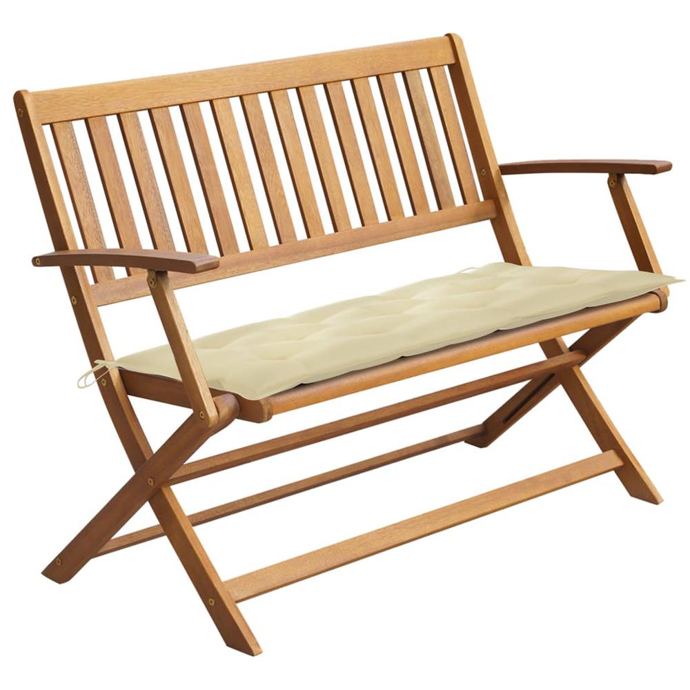 vidaXL Garden Bench with Cushion 47.2" Solid Acacia Wood 4256. Picture 1