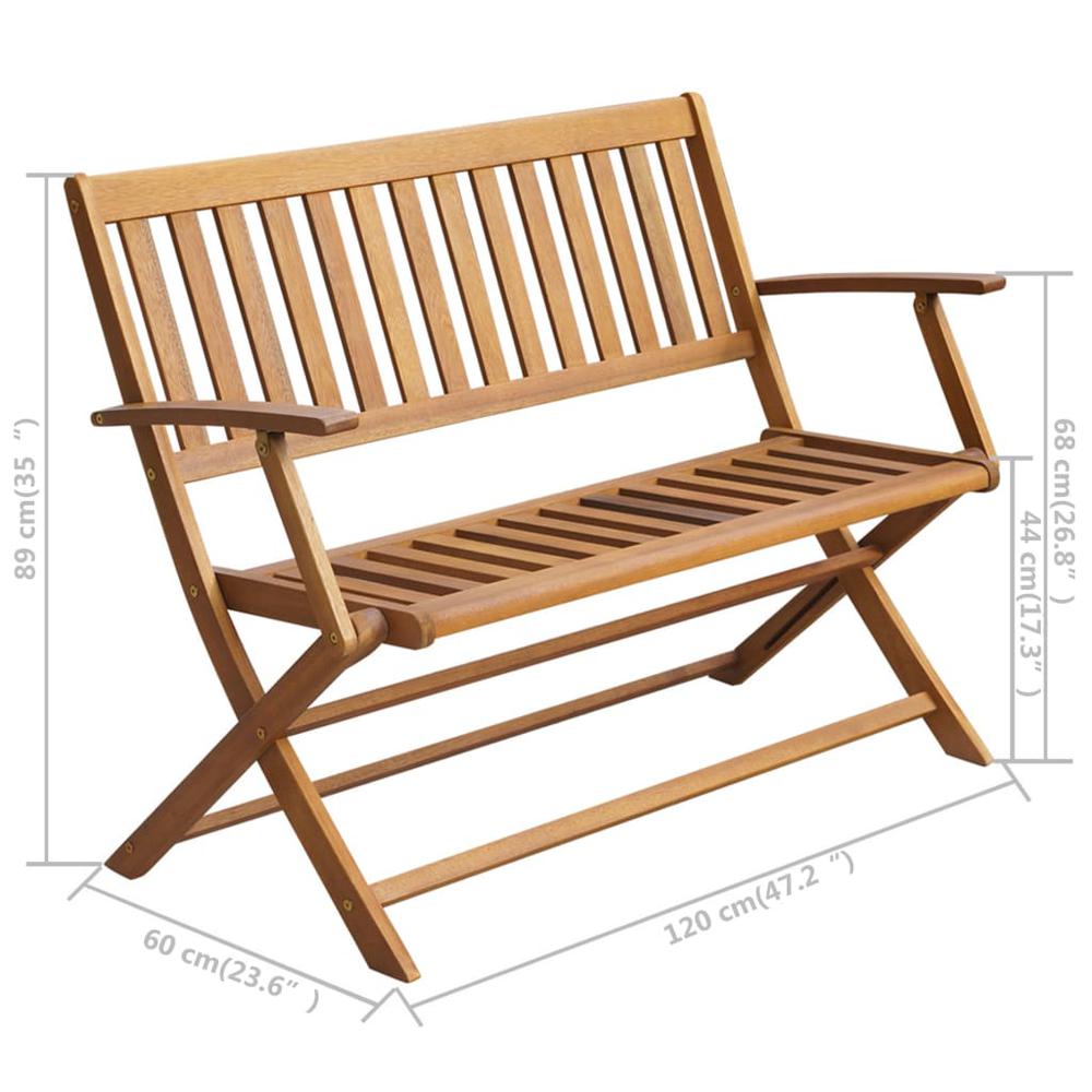 vidaXL Patio Bench with Cushion 47.2'' Solid Acacia Wood, 3064257. Picture 10