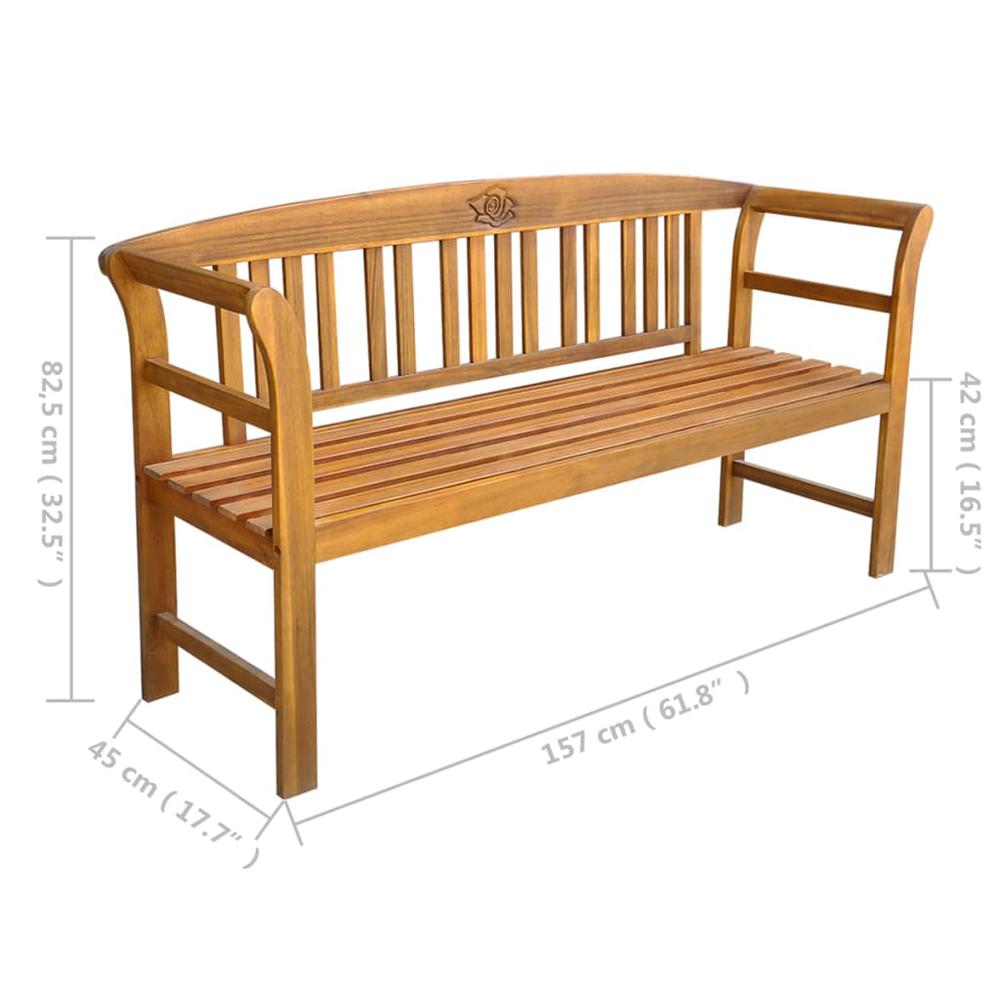vidaXL Patio Bench with Cushion 61.8" Solid Acacia Wood, 3064266. Picture 8