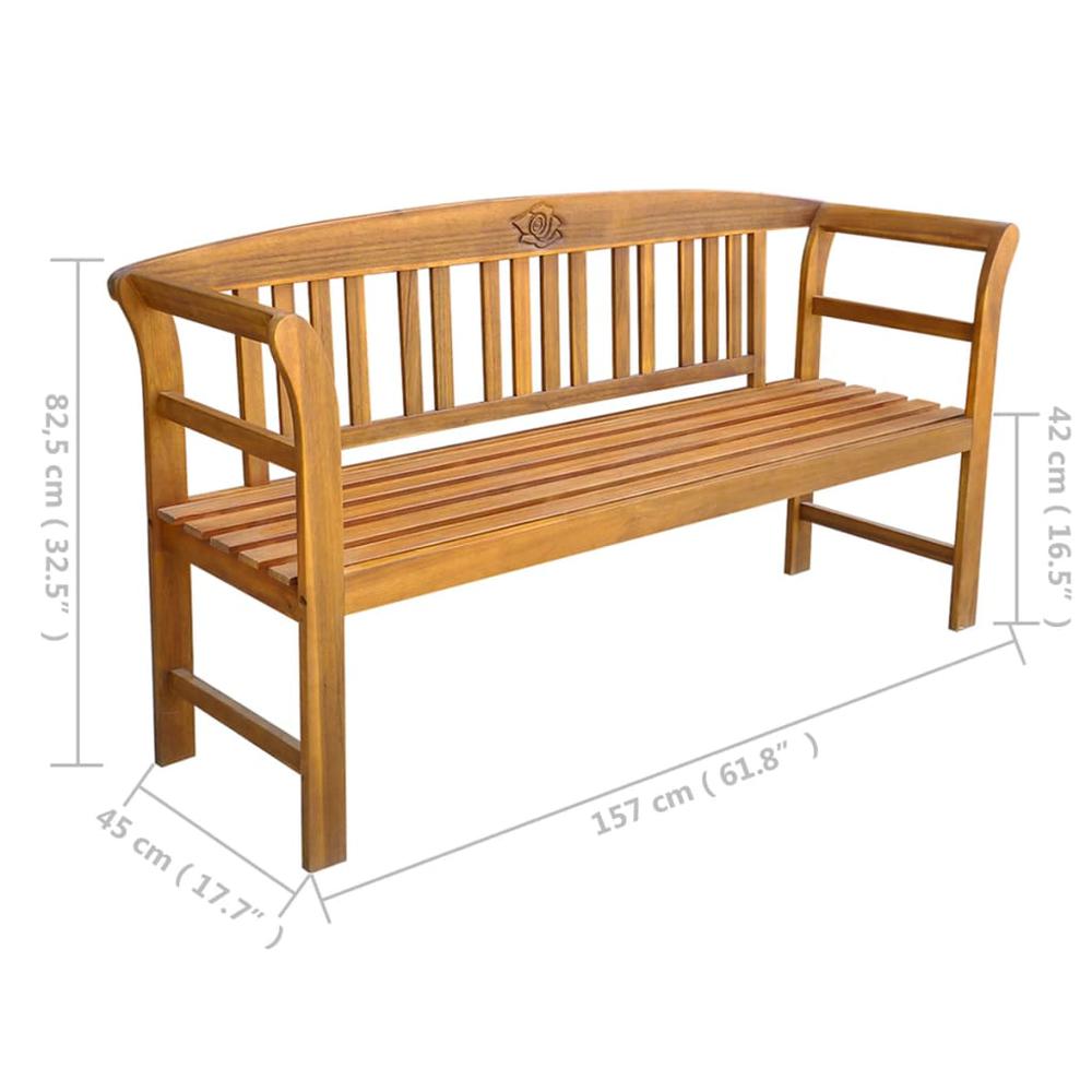 vidaXL Patio Bench with Cushion 61.8" Solid Acacia Wood, 3064267. Picture 8