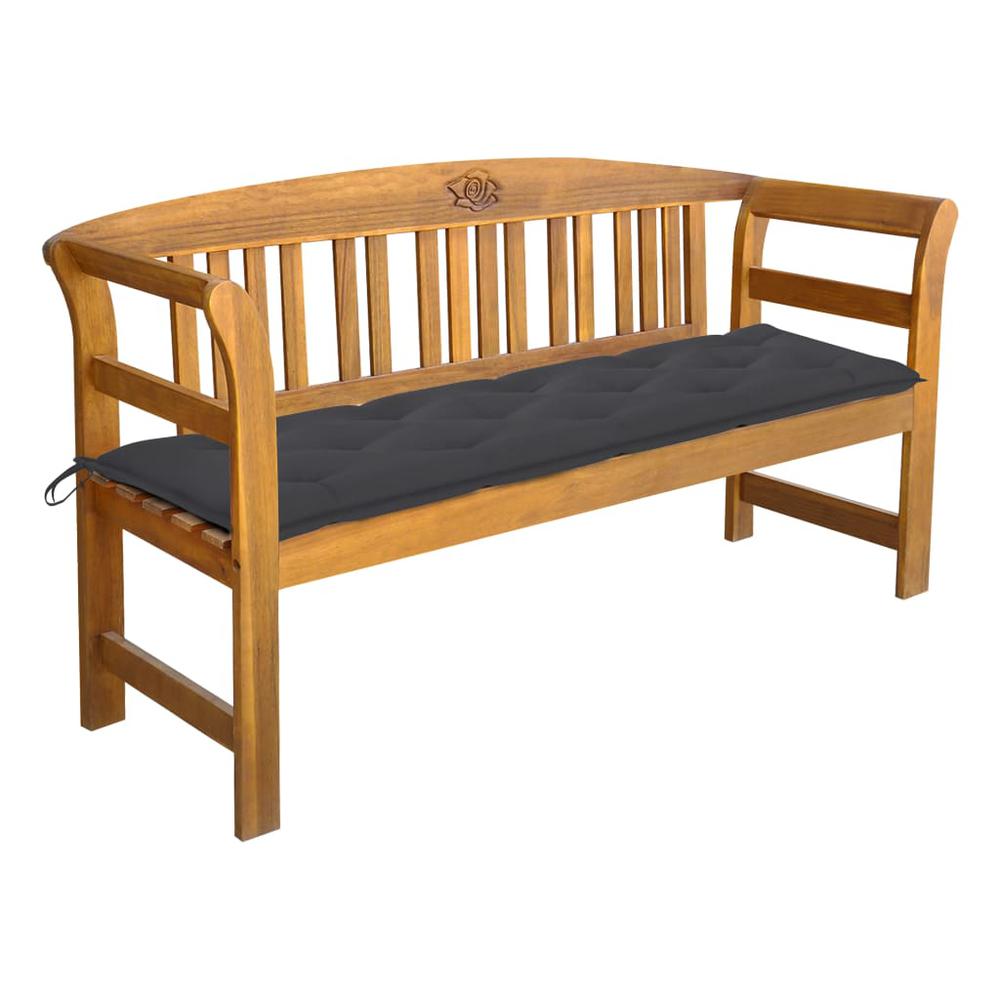 vidaXL Garden Bench with Cushion 61.8" Solid Acacia Wood 4281. Picture 1
