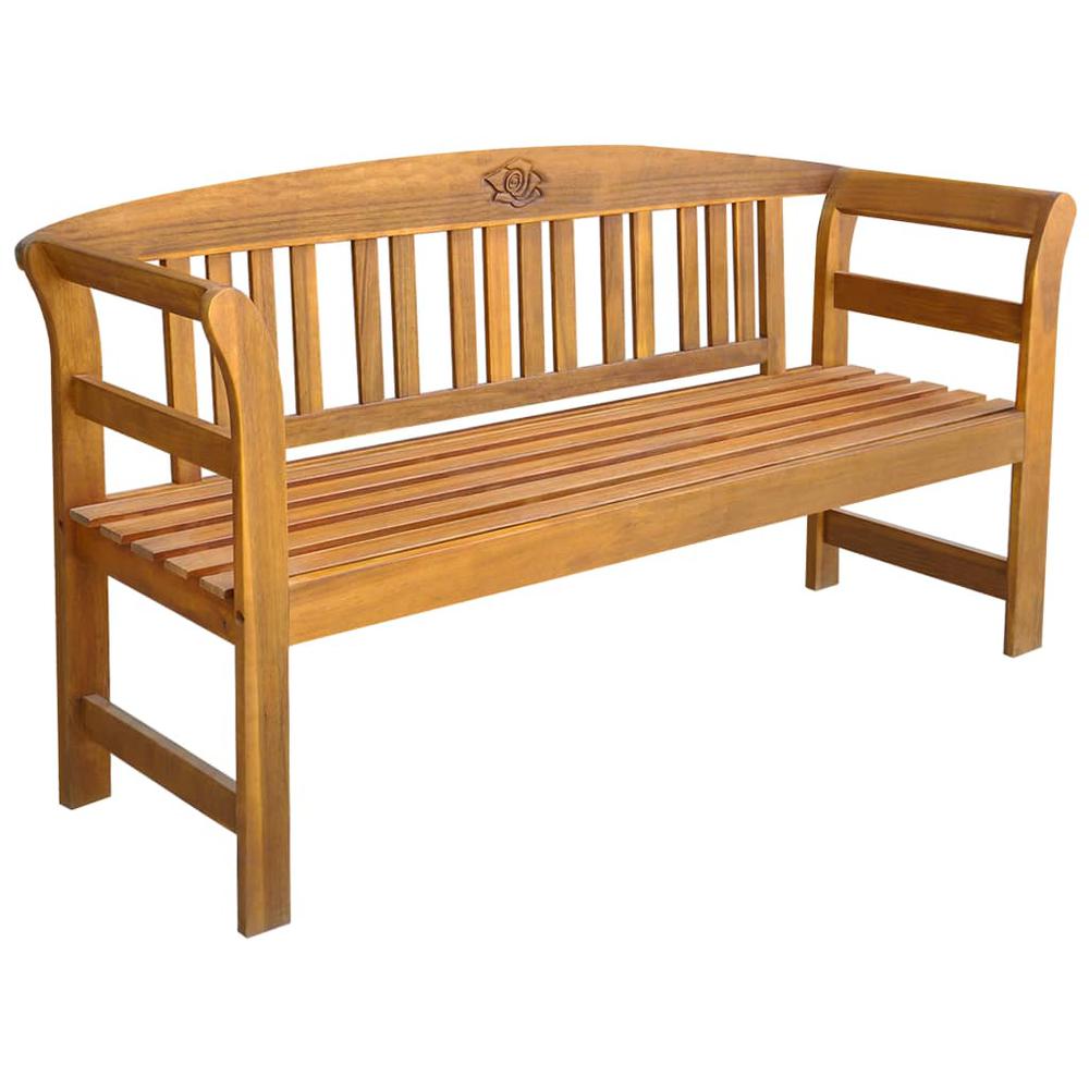 vidaXL Garden Bench with Cushion 61.8" Solid Acacia Wood 4281. Picture 2