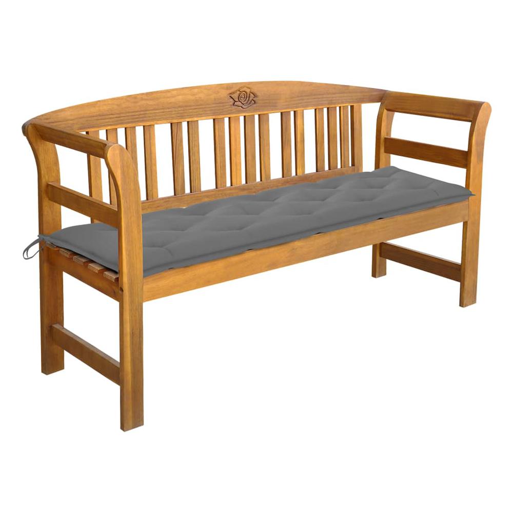 vidaXL Garden Bench with Cushion 61.8" Solid Acacia Wood 4282. Picture 1