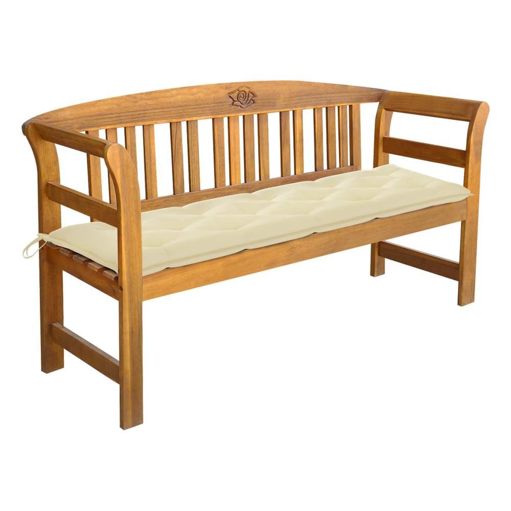 vidaXL Garden Bench with Cushion 61.8" Solid Acacia Wood 4283. Picture 1