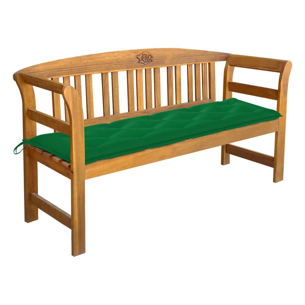 vidaXL Garden Bench with Cushion 61.8" Solid Acacia Wood 4286. Picture 1