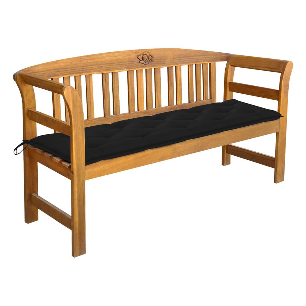vidaXL Garden Bench with Cushion 61.8" Solid Acacia Wood 4288. Picture 1