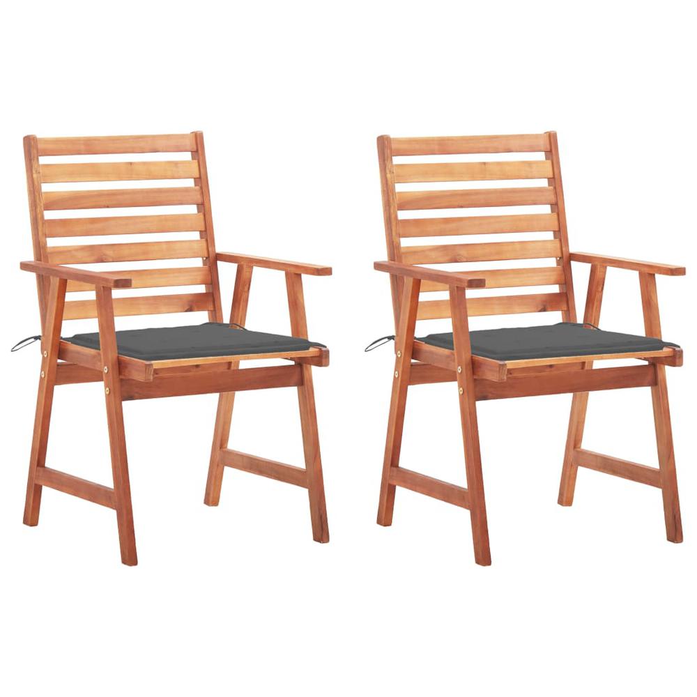 vidaXL Outdoor Dining Chairs 2 pcs with Cushions Solid Acacia Wood 4320. The main picture.