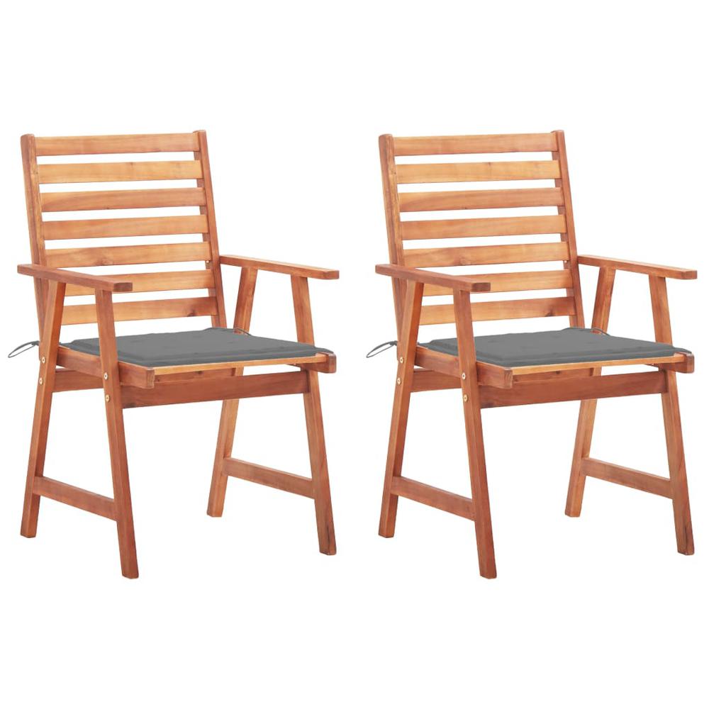 vidaXL Outdoor Dining Chairs 2 pcs with Cushions Solid Acacia Wood 4321. The main picture.