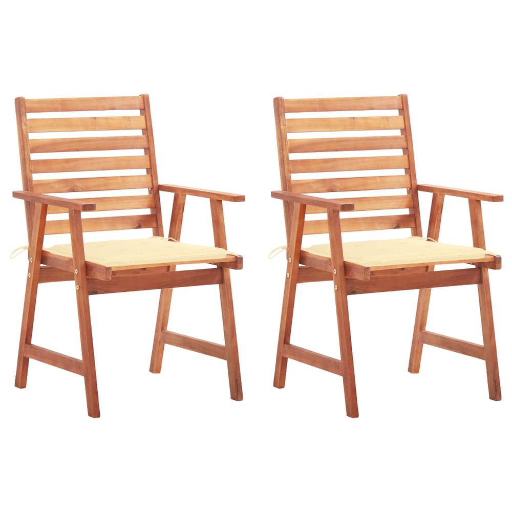 vidaXL Outdoor Dining Chairs 2 pcs with Cushions Solid Acacia Wood 4322. Picture 1