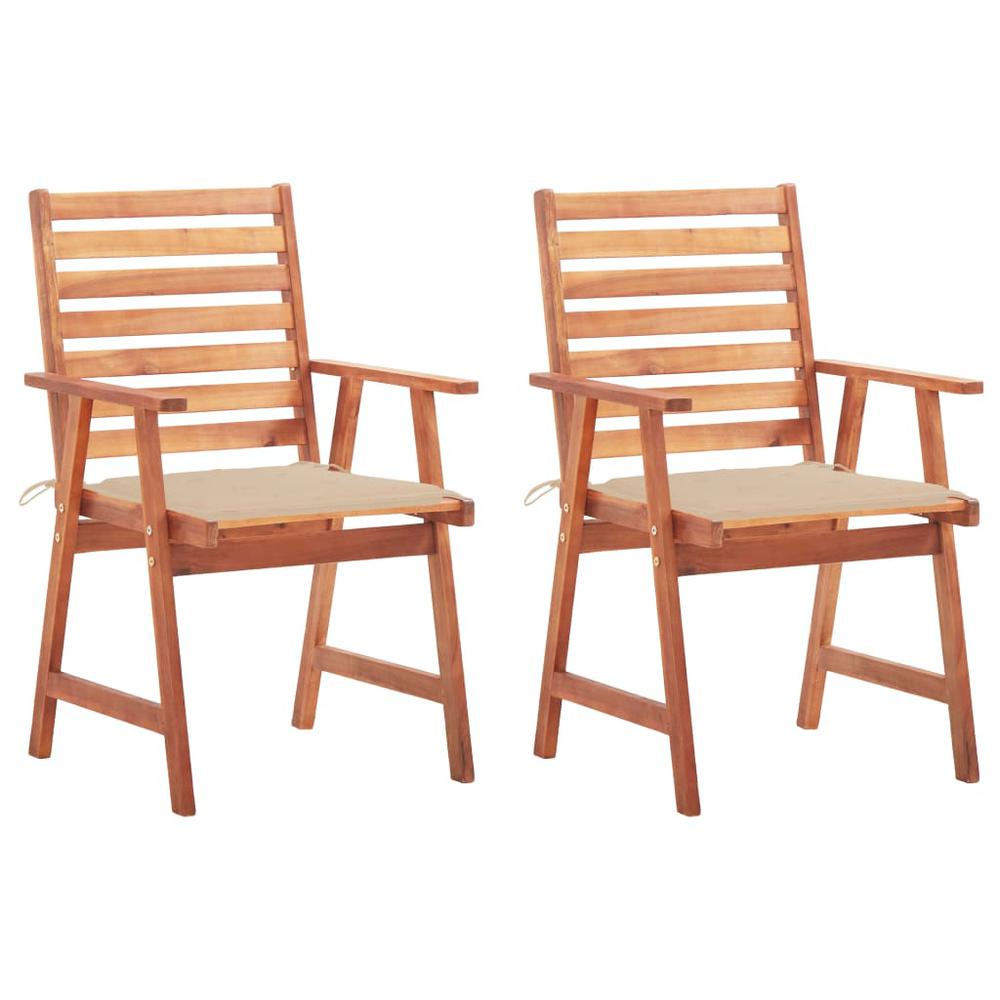 vidaXL Outdoor Dining Chairs 2 pcs with Cushions Solid Acacia Wood 4323. Picture 1