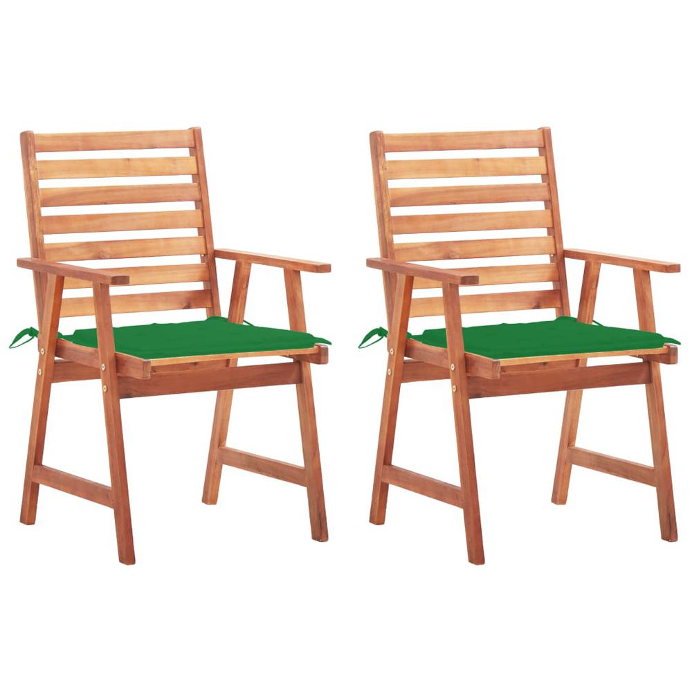 vidaXL Outdoor Dining Chairs 2 pcs with Cushions Solid Acacia Wood 4325. Picture 1