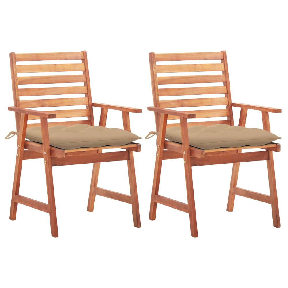 Patio Dining Chairs 2 pcs with Cushions Solid Acacia Wood. Picture 12