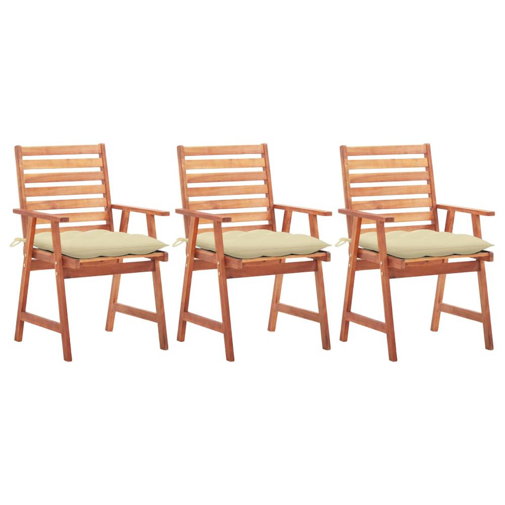 vidaXL Outdoor Dining Chairs 3 pcs with Cushions Solid Acacia Wood 4364. Picture 1