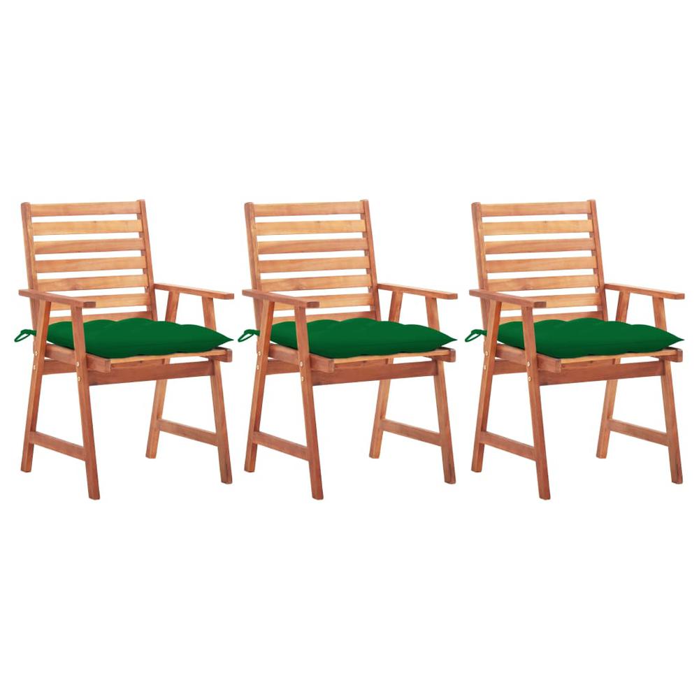 vidaXL Outdoor Dining Chairs 3 pcs with Cushions Solid Acacia Wood 4367. Picture 1
