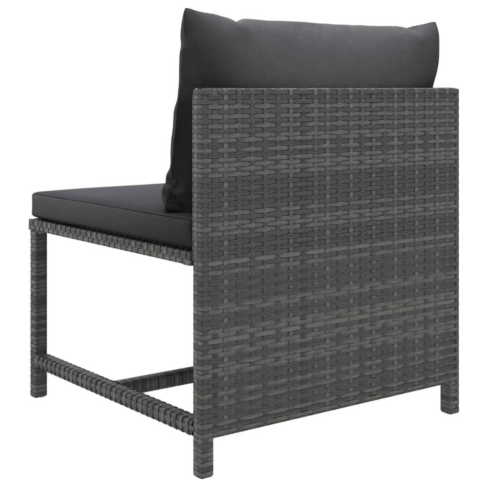 vidaXL 3 Piece Patio Lounge Set with Cushions Poly Rattan Gray, 3059751. Picture 7