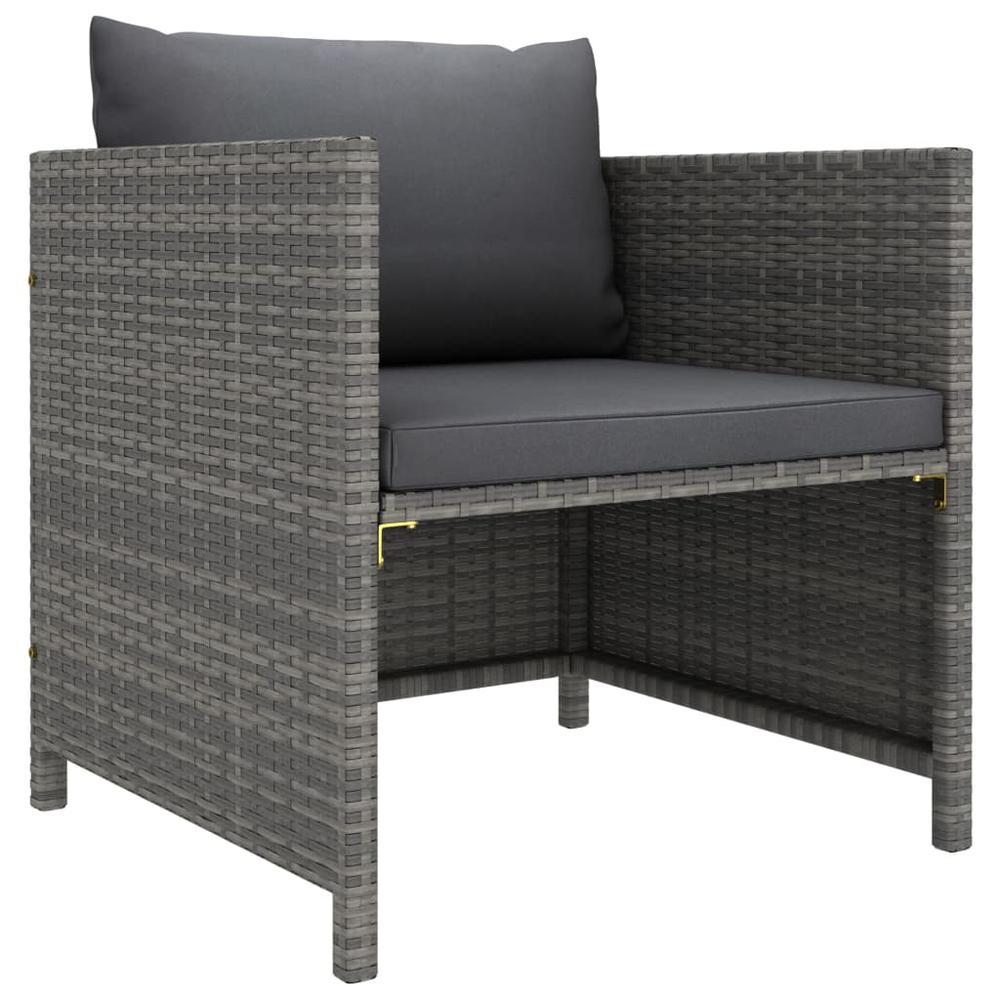 vidaXL 5 Piece Patio Lounge Set with Cushions Poly Rattan Gray, 3059753. Picture 6