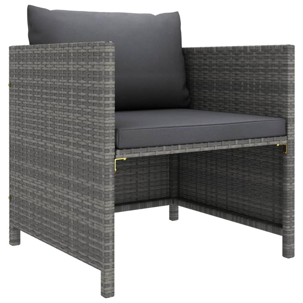 vidaXL 7 Piece Patio Lounge Set with Cushions Poly Rattan Gray, 3059758. Picture 7