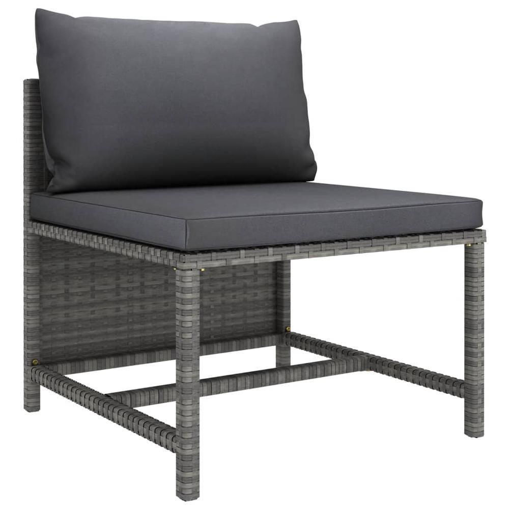 vidaXL 6 Piece Patio Lounge Set with Cushions Poly Rattan Gray, 3059759. Picture 6