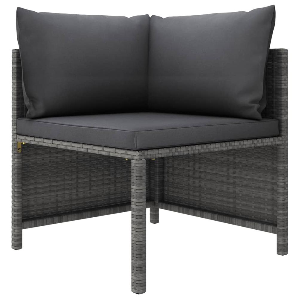 vidaXL 9 Piece Patio Lounge Set with Cushions Poly Rattan Gray, 3059772. Picture 4