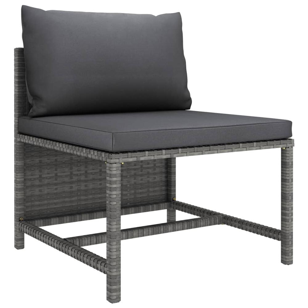 vidaXL 9 Piece Patio Lounge Set with Cushions Poly Rattan Gray, 3059772. Picture 7