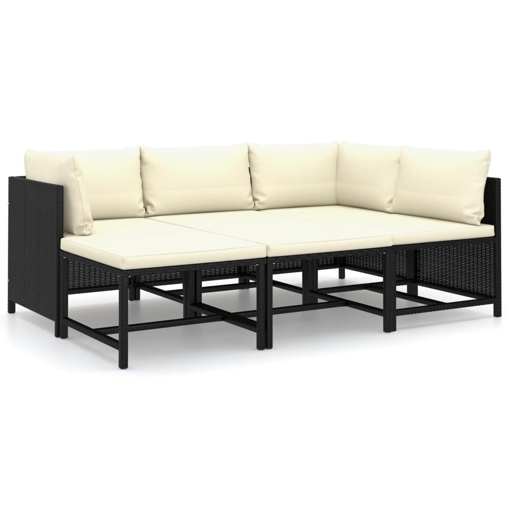 vidaXL 6 Piece Garden Lounge Set with Cushions Poly Rattan Black 9784. Picture 2