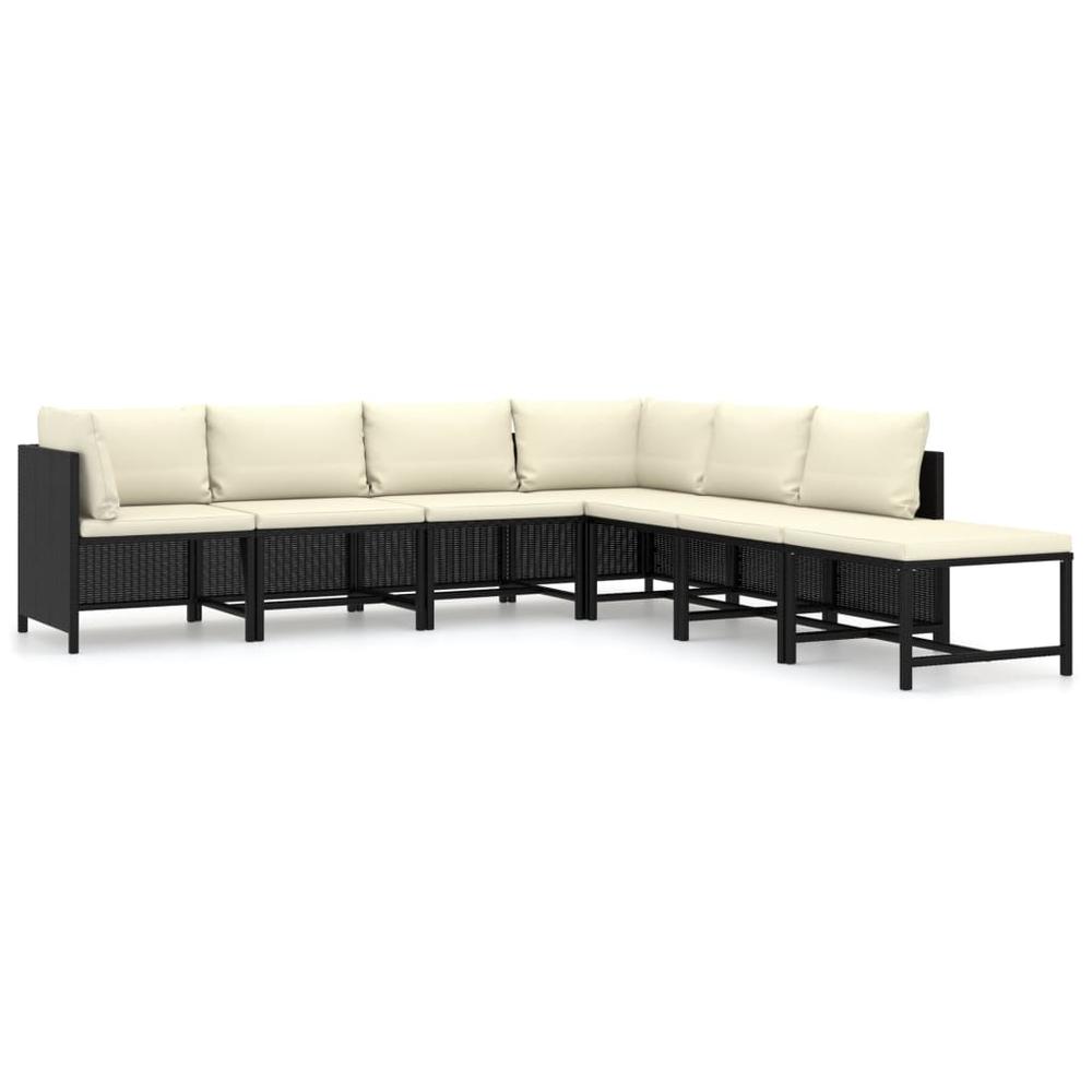 vidaXL 7 Piece Garden Lounge Set with Cushions Poly Rattan Black 9791. Picture 1