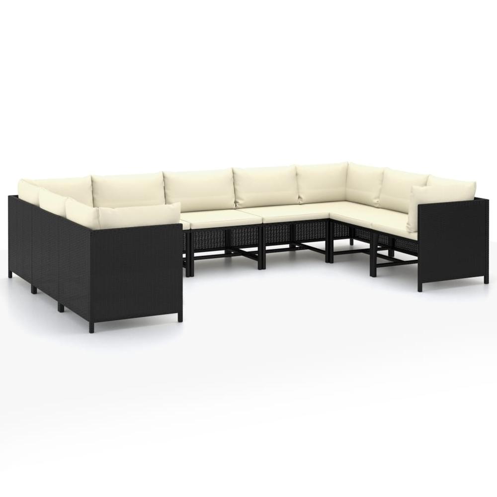 vidaXL 9 Piece Garden Lounge Set with Cushions Poly Rattan Black 9794. The main picture.