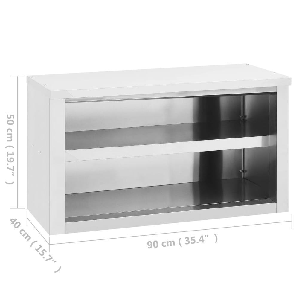 vidaXL Kitchen Wall Cabinet 35.4"x15.7"x19.7" Stainless Steel. Picture 7