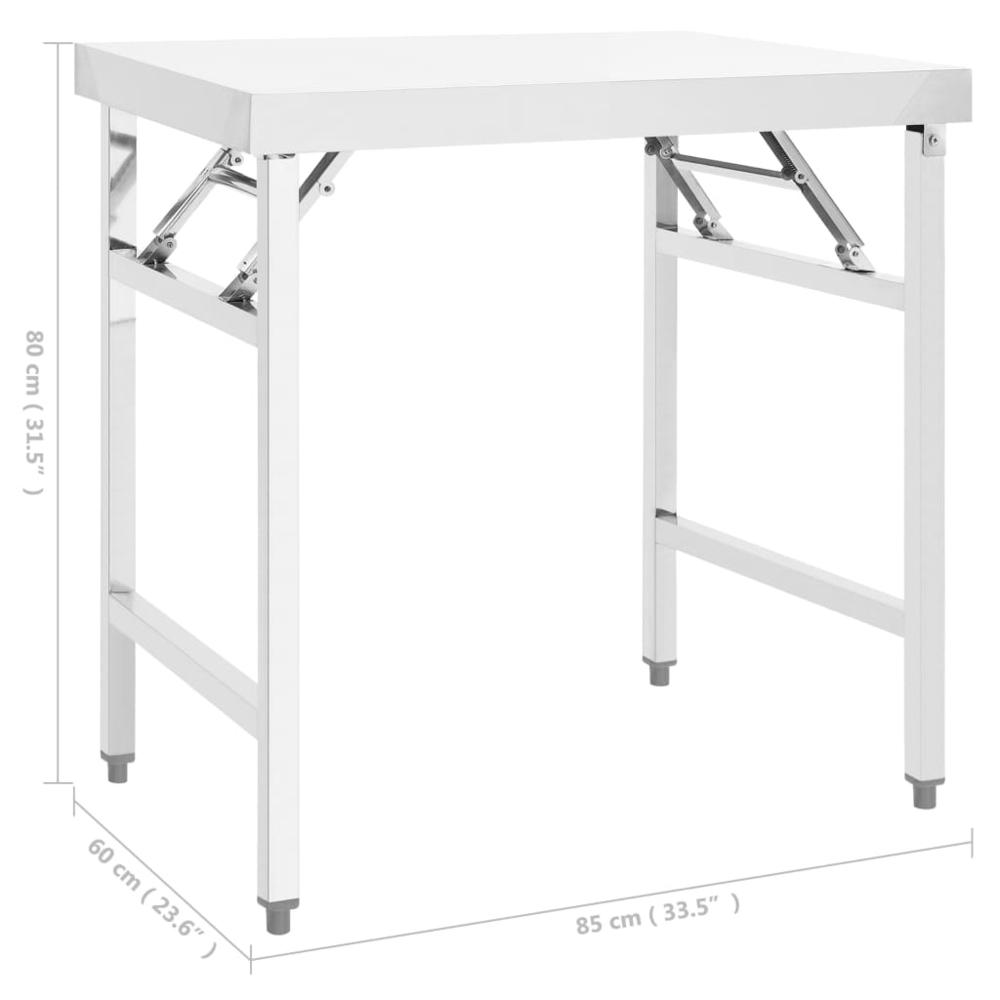 Kitchen Folding Work Table 34"x24"x32" Stainless Steel. Picture 6