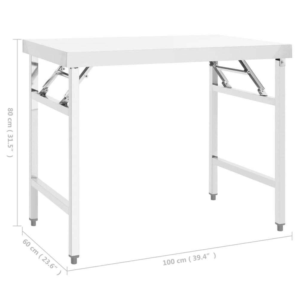 Kitchen Folding Work Table 39.4"x24"x32" Stainless Steel. Picture 6