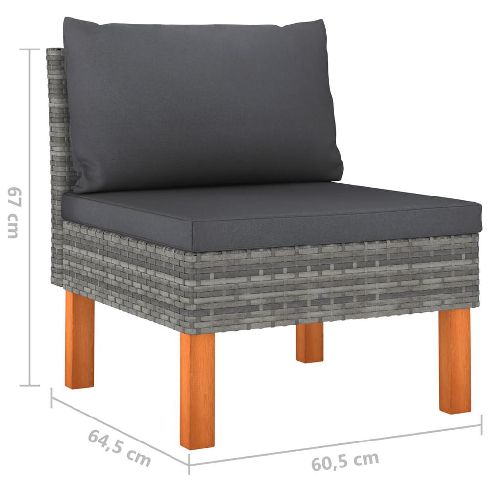 vidaXL 4-Seater Patio Sofa with Cushions Gray Poly Rattan, 3059708. Picture 7
