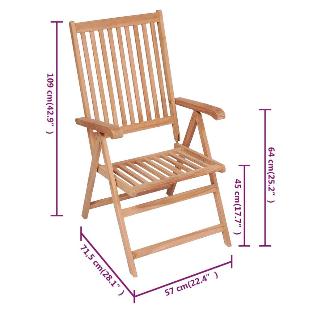 vidaXL Reclining Patio Chairs 4 pcs Solid Teak Wood. Picture 8