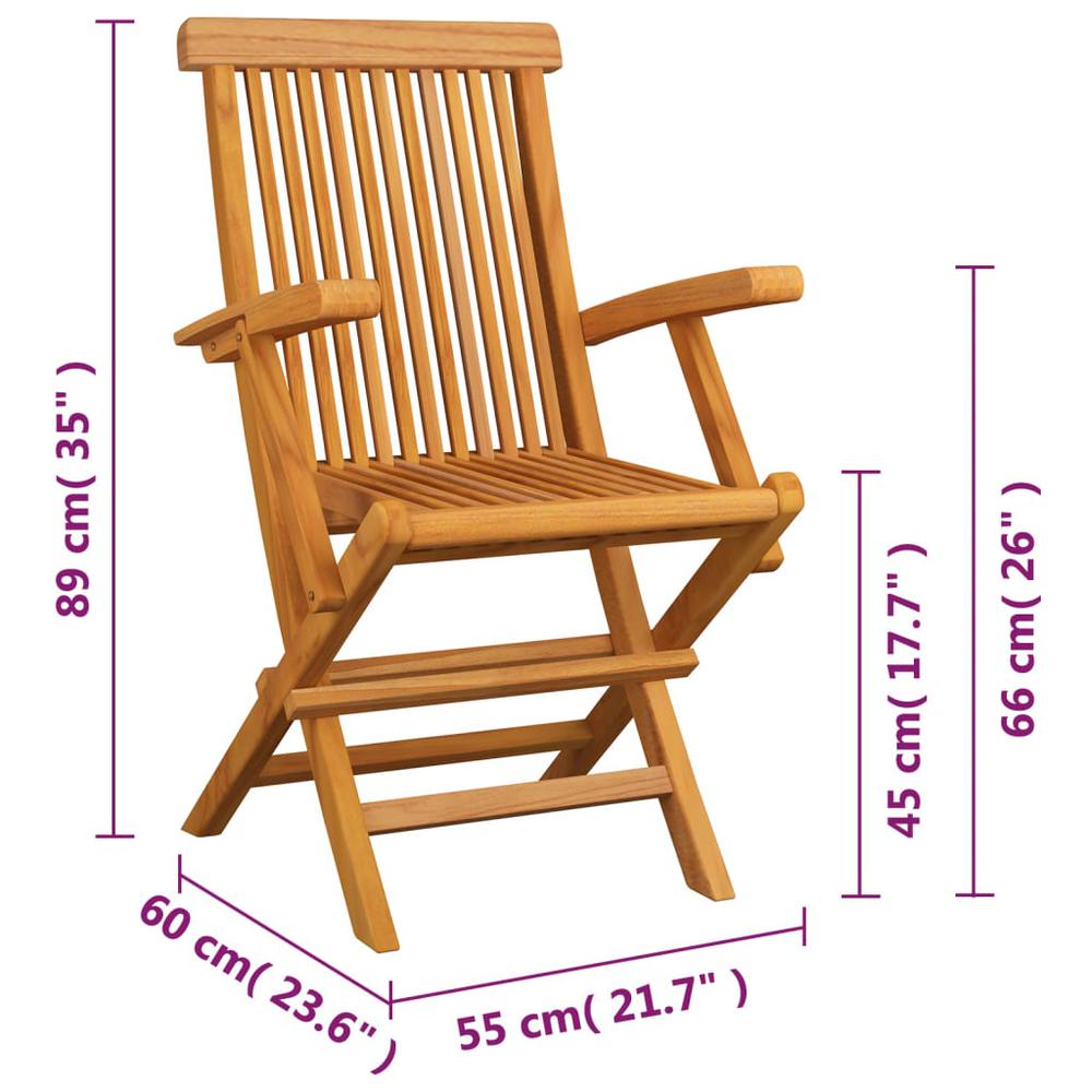 vidaXL Folding Patio Chairs 4 pcs Solid Teak Wood, 3065528. Picture 5