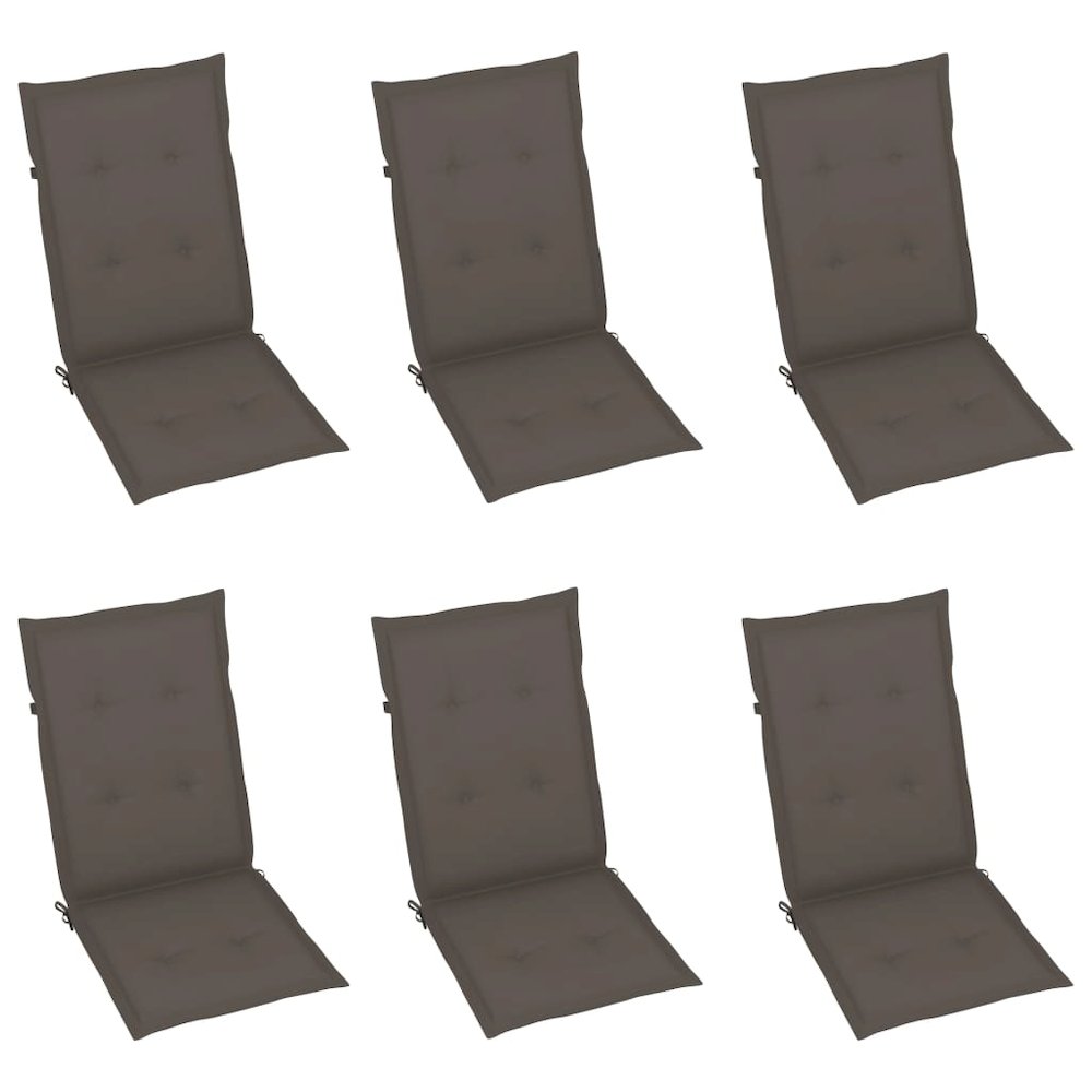 Patio Chairs 6 pcs with Taupe Cushions Solid Teak Wood. Picture 6