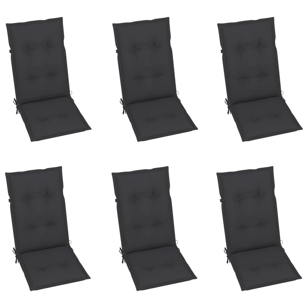 Patio Chairs 6 pcs with Anthracite Cushions Solid Teak Wood. Picture 5